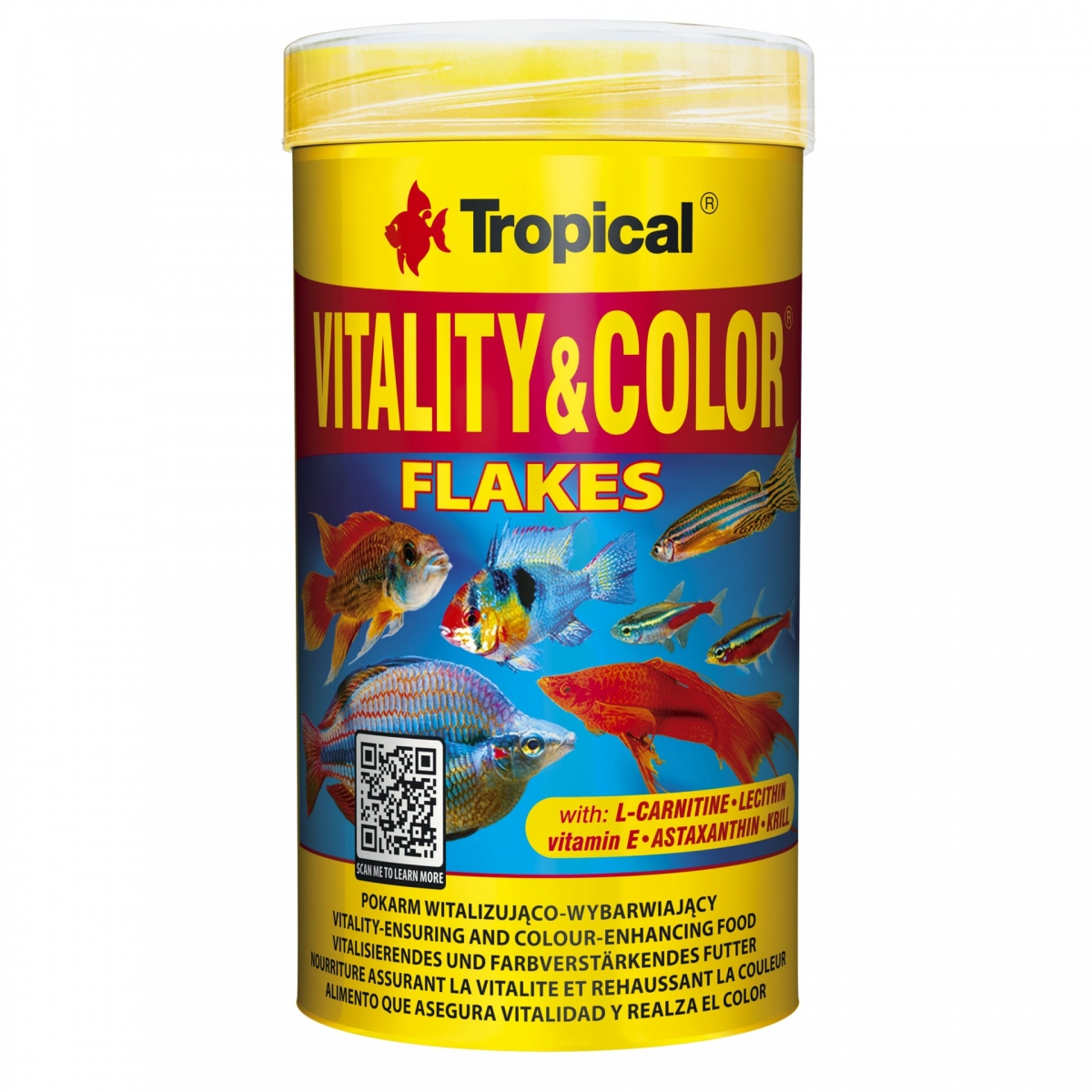 TROPICAL Vitality & Color 250ml nourriture en flocons, riche en protéines, rehaussant la couleur, avec astaxanthine