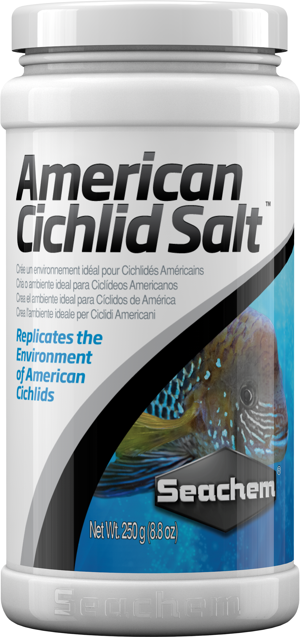 SEACHEM American Cichlid Salt 250 gr crée un environnement idéal pour les Cichlidés Américains