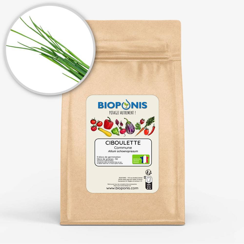 BIOPONIS Ciboulette Commune lot de 5 blocs de germination avec graines prêts à planter
