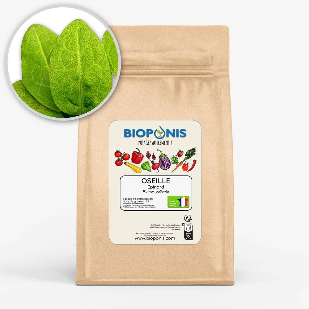 BIOPONIS Oseille Epinard lot de 5 blocs de germination avec graines prêts à planter