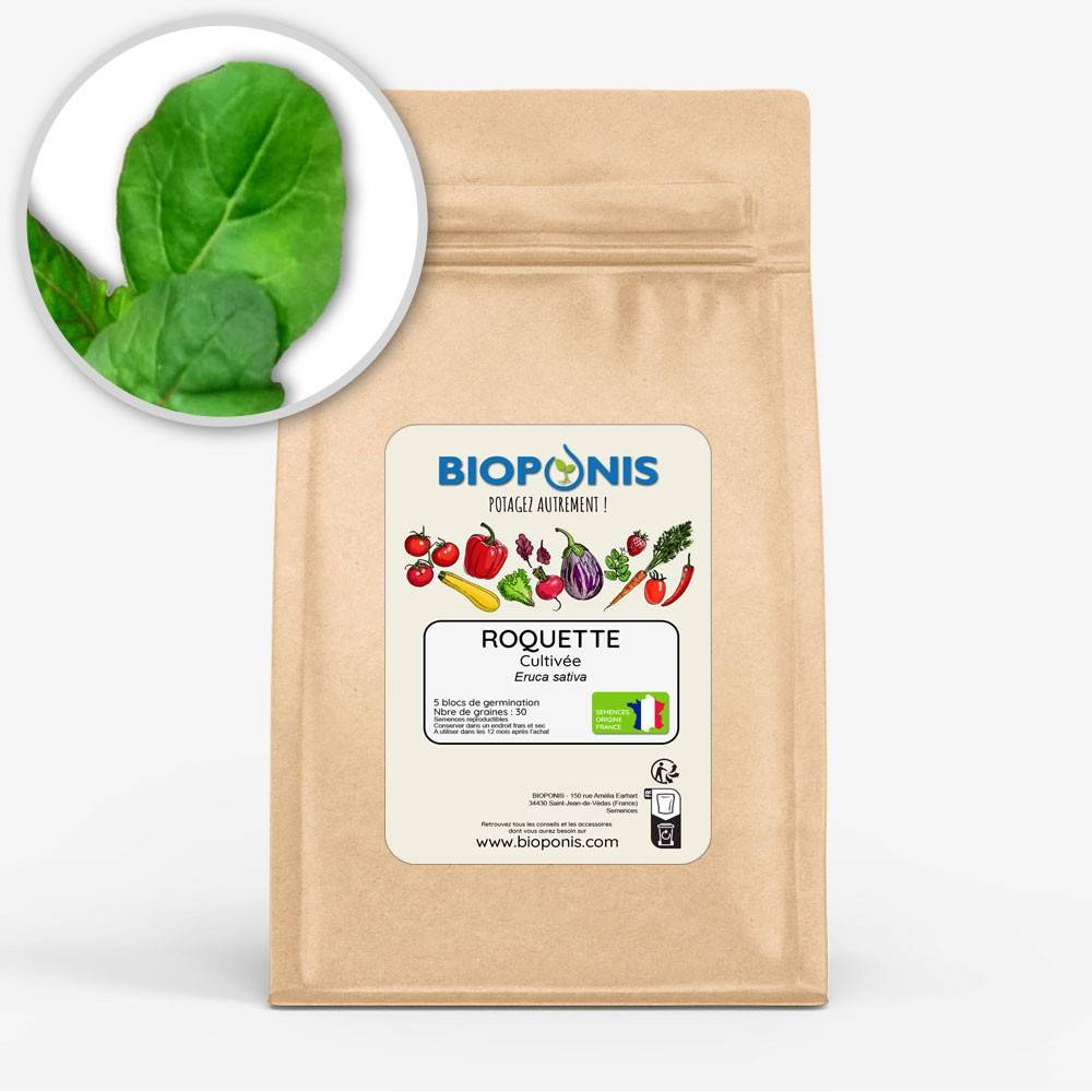 BIOPONIS Roquette Cultivée lot de 5 blocs de germination avec graines prêts à planter