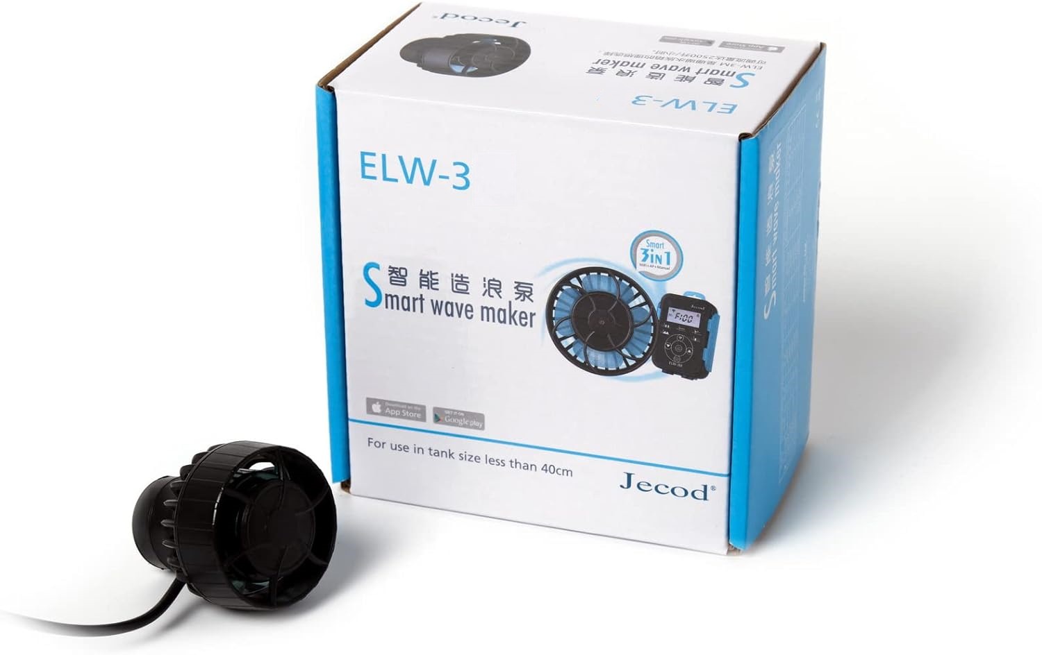 JEBAO ELW-3 pompe de brassage à ondes sinusoïdales avec flux extra-large jusqu\'à 2500 L/h et contrôleur BlueTooth
