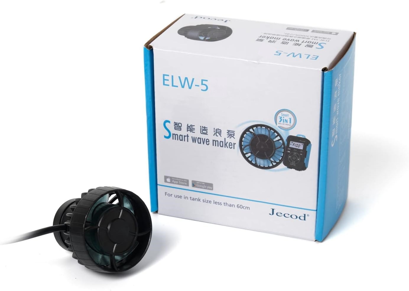 JEBAO ELW-5 pompe de brassage à ondes sinusoïdales avec flux extra-large jusqu\'à 3000 L/h et contrôleur BlueTooth