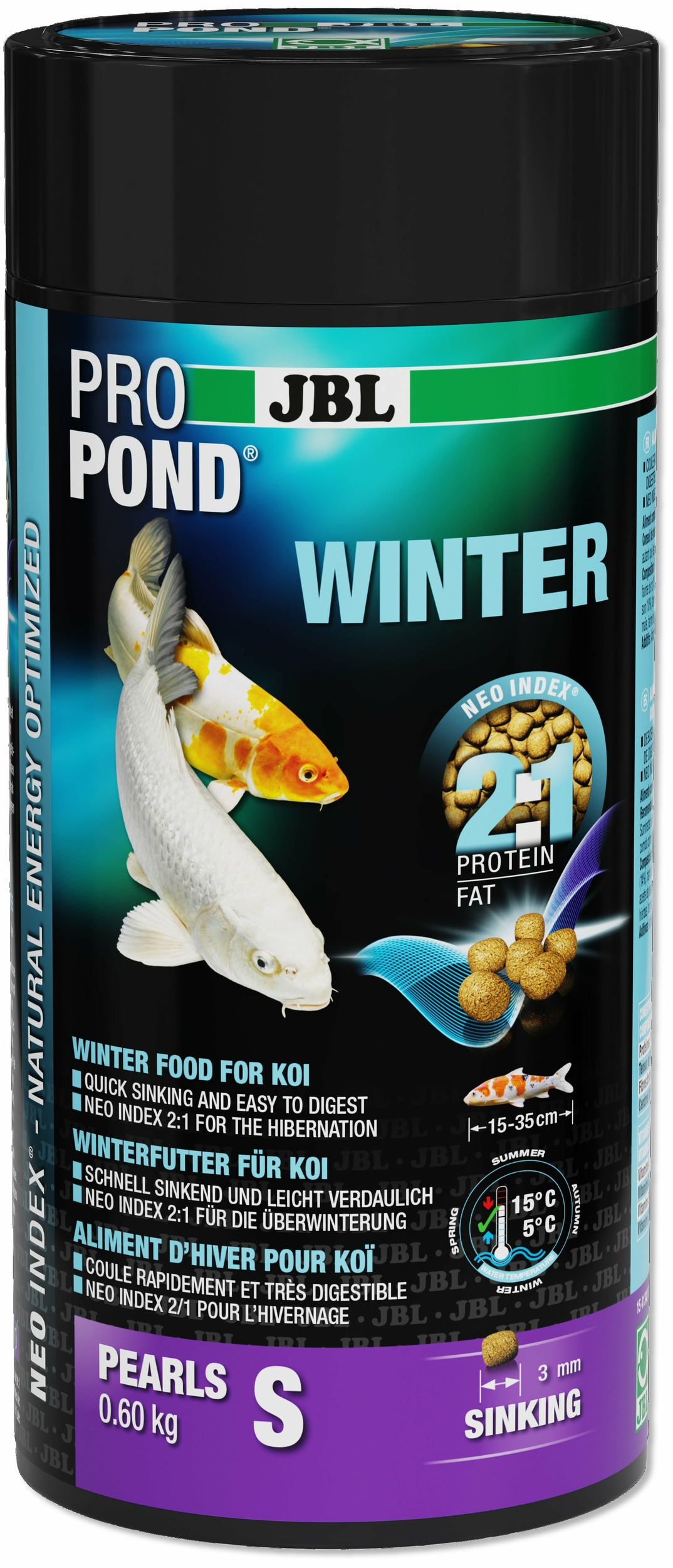 JBL ProPond Winter S 0,6 Kg nourriture d\'hiver en granulés de 3 mm pour Koïs de 15 à 35 cm