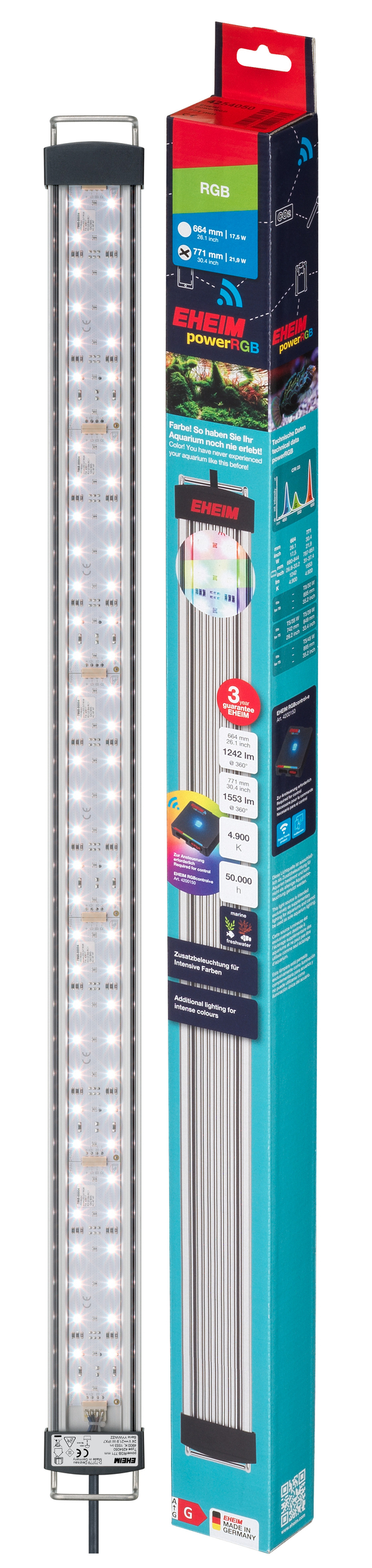 EHEIM Power RGB LED réglette d\'éclairage 771 mm 21.9W pour aquarium d\'eau douce de 78,7 à 95,1 cm