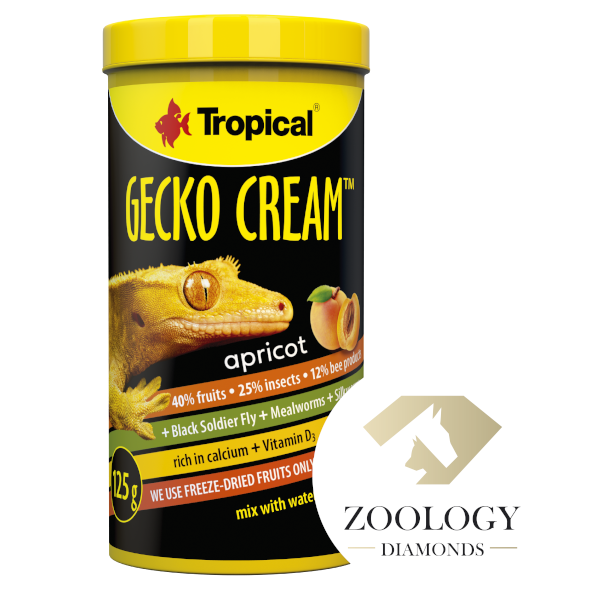 TROPICAL Gecko Cream Apricot 250 ml nourriture avec Abricot et insectes pour reptiles frugivores et insectivores