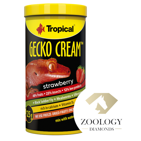 TROPICAL Gecko Cream Strawberry 250 ml nourriture avec Fraise et insectes pour reptiles frugivores et insectivores