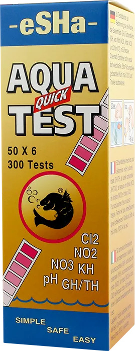 ESHA Aqua Quick Test 50 bandelettes de test pH, GH, KH, NO2, NO3 et Cl2 en aquarium d\'eau douce et bassin