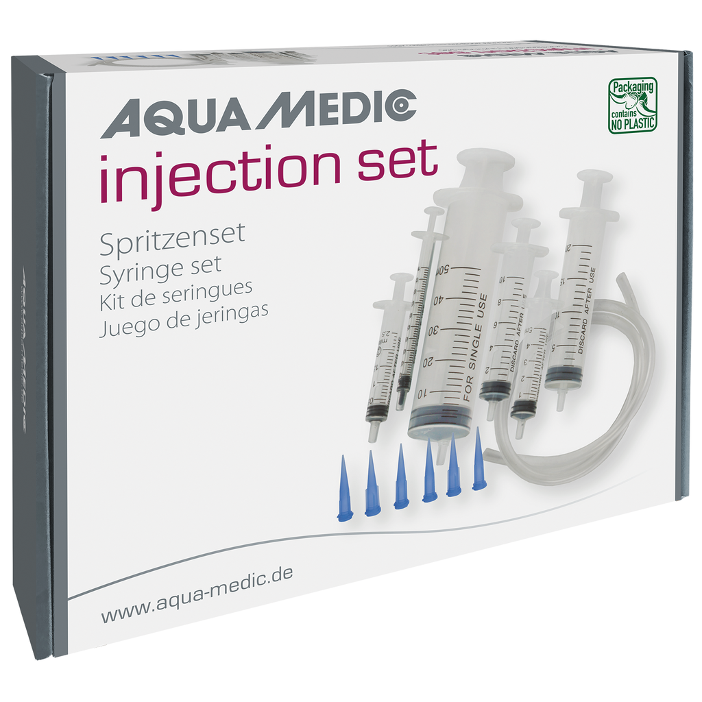 AQUA MEDIC Injection Set kit de 6 seringues de 1 à 50 ml avec canules fines et tuyau silicone
