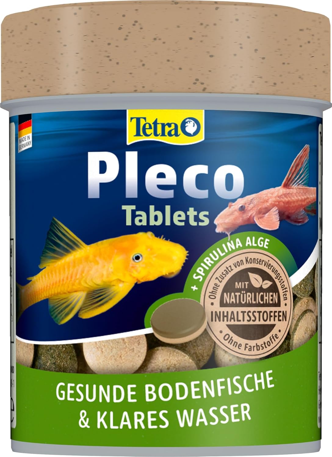TETRA Pleco Tablets 120 tablettes complètes riches en végétaux pour tous les poissons de fond herbivores