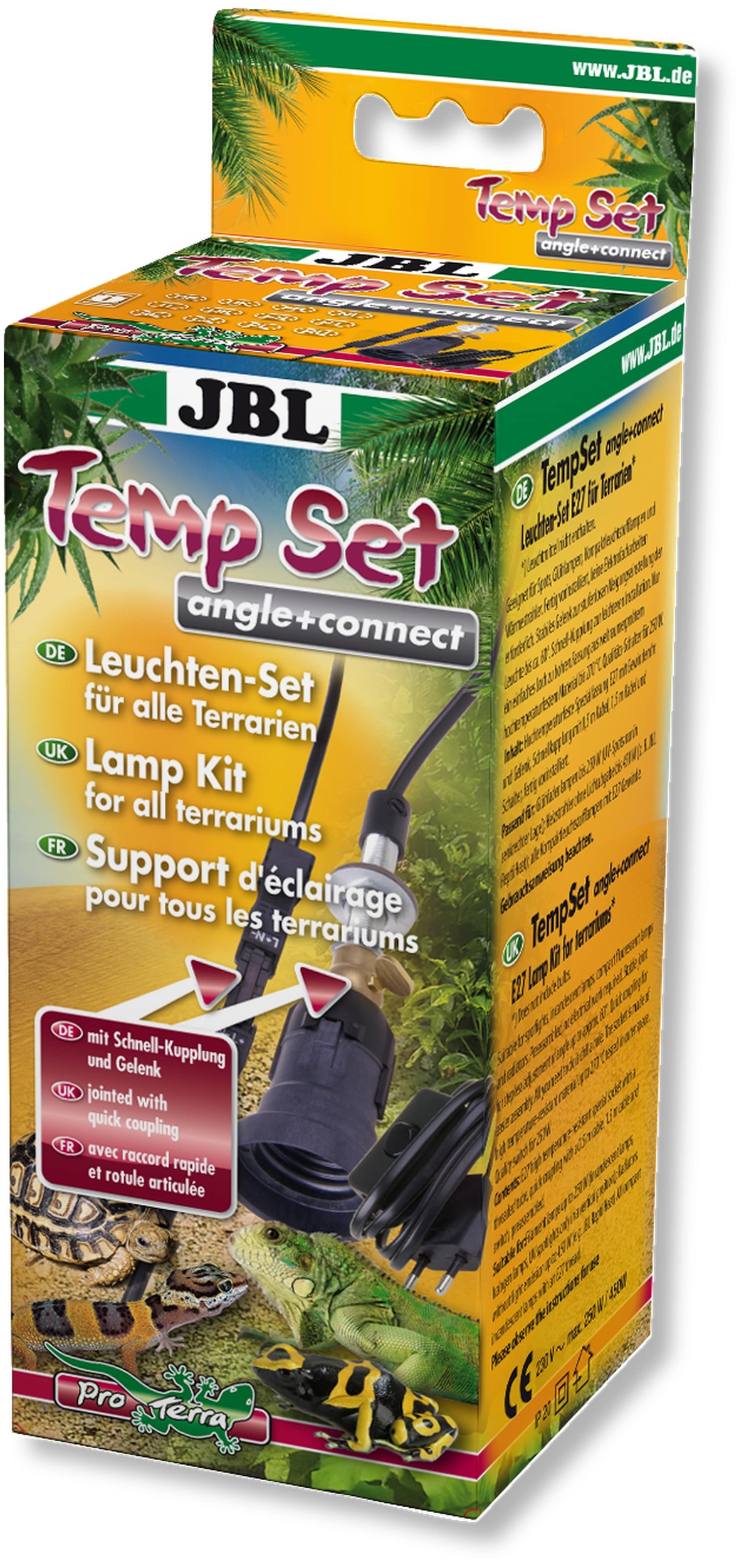 JBL Temp Set Angle+Connect support d\'éclairage avec douille E27 articulée et connecteur rapide pour lampe de terrarium