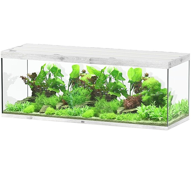 AQUATLANTIS Sublime Ultra 200x70 RGBW EF 199 x 69 x 74 cm Chêne Blanc aquarium équipé 1016 L