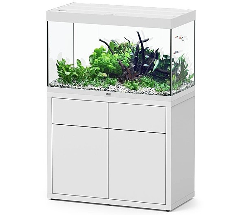 AQUATLANTIS Combinaison Sublime Ultra 100x50 RGBW EF 100 x 49 x 61 cm Blanc Haute Brillance aquarium équipé 297 L avec meuble