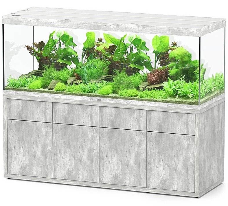 AQUATLANTIS Combinaison Sublime Ultra 200x70 RGBW EF 199 x 69 x 74 cm Béton aquarium équipé 1016 L avec meuble