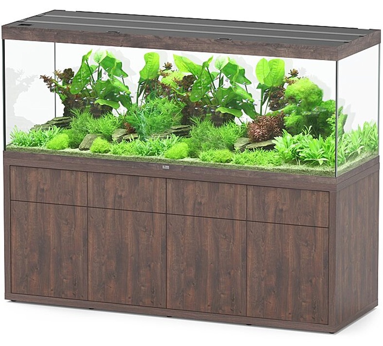 AQUATLANTIS Combinaison Sublime Ultra 200x70 RGBW EF 199 x 69 x 74 cm Chêne Sauvage Brun aquarium équipé 1016 L avec meuble