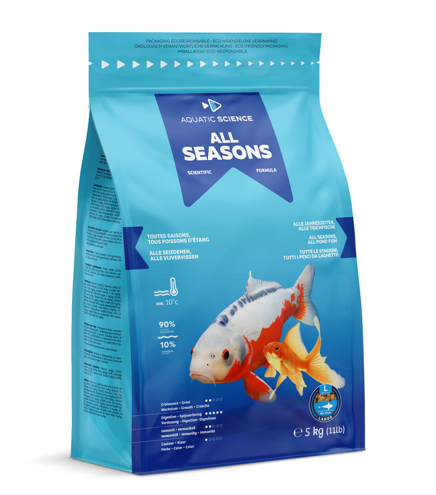 AQUATIC SCIENCE All Seasons L 5 Kg nourriture en granulés de 6 à 7 mm pour poissons de bassin dès 25 cm