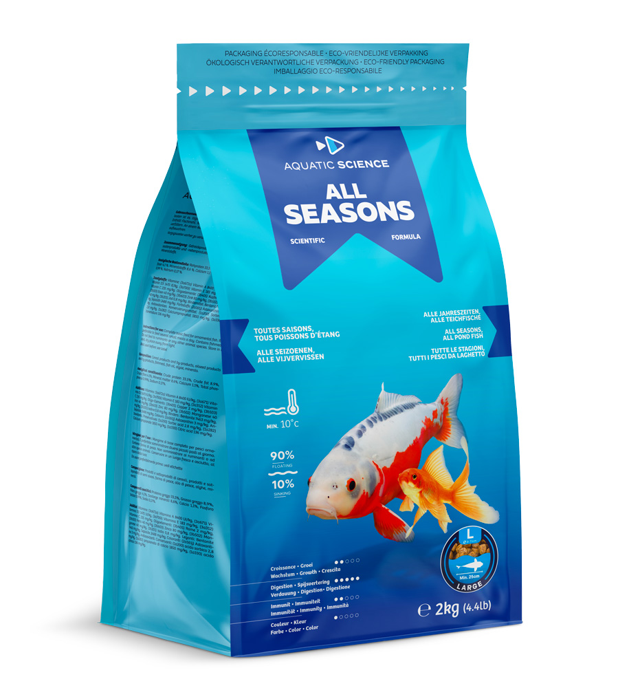 AQUATIC SCIENCE All Seasons L 2 Kg nourriture en granulés de 6 à 7 mm pour poissons de bassin dès 25 cm
