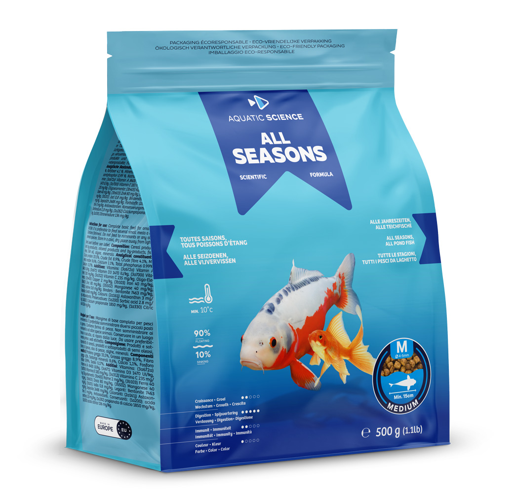 AQUATIC SCIENCE All Seasons M 0,5 Kg nourriture en granulés de 4 à 5 mm pour poissons de bassin dès 15 cm