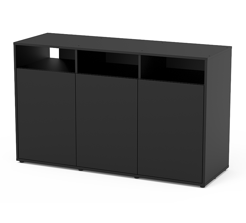 TERRATLANTIS Meuble Terrarium 3 portes 132 x 45 x 80 cm Noir