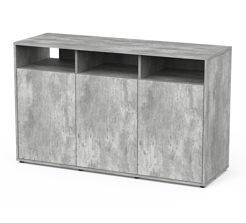 TERRATLANTIS Meuble Terrarium 3 portes 132 x 45 x 80 cm couleur Béton