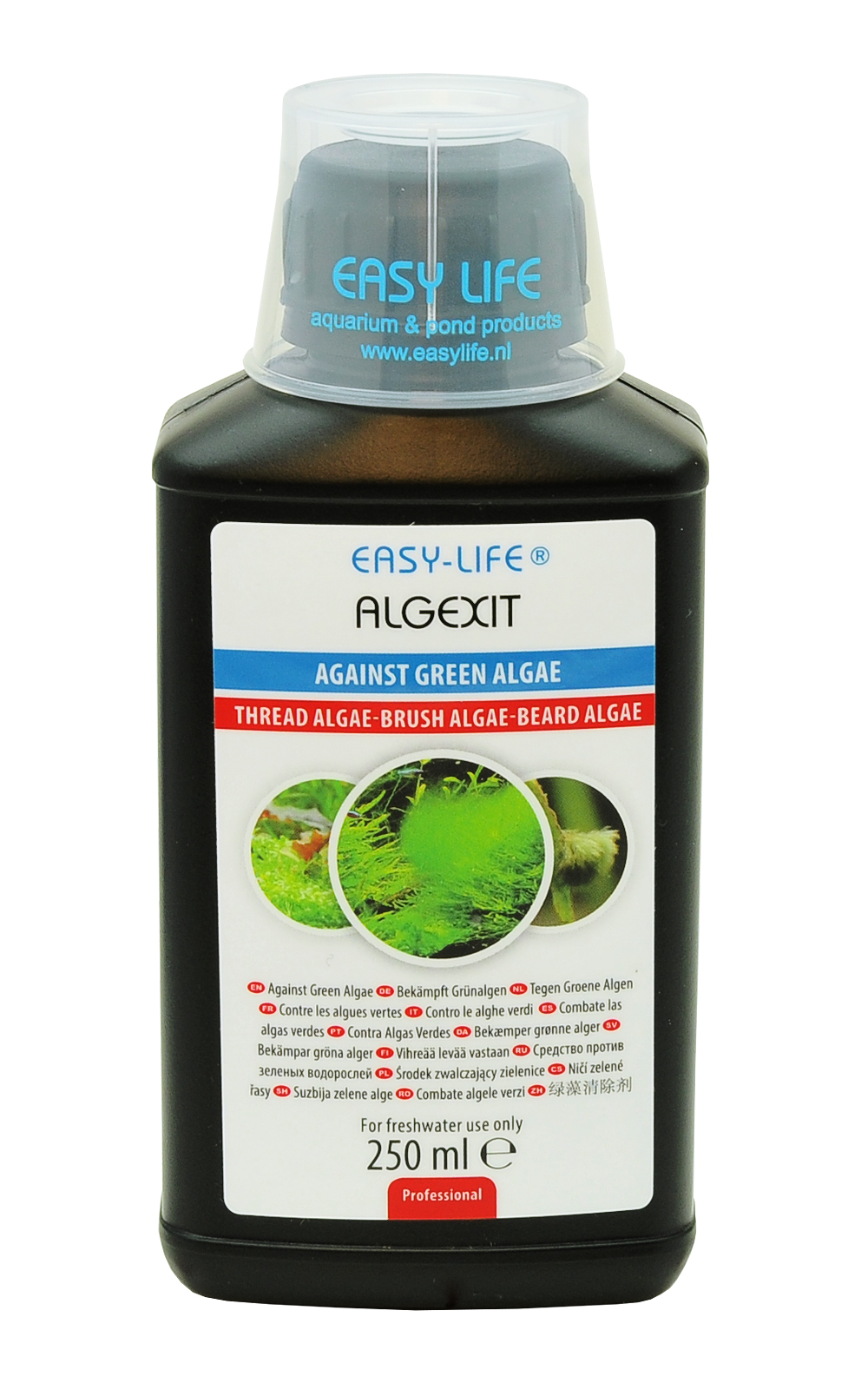 EASY-LIFE AlgExit 250ml élimine tous types d\'algues vertes dans les aquariums. Traite jusqu\'à 2500 litres.
