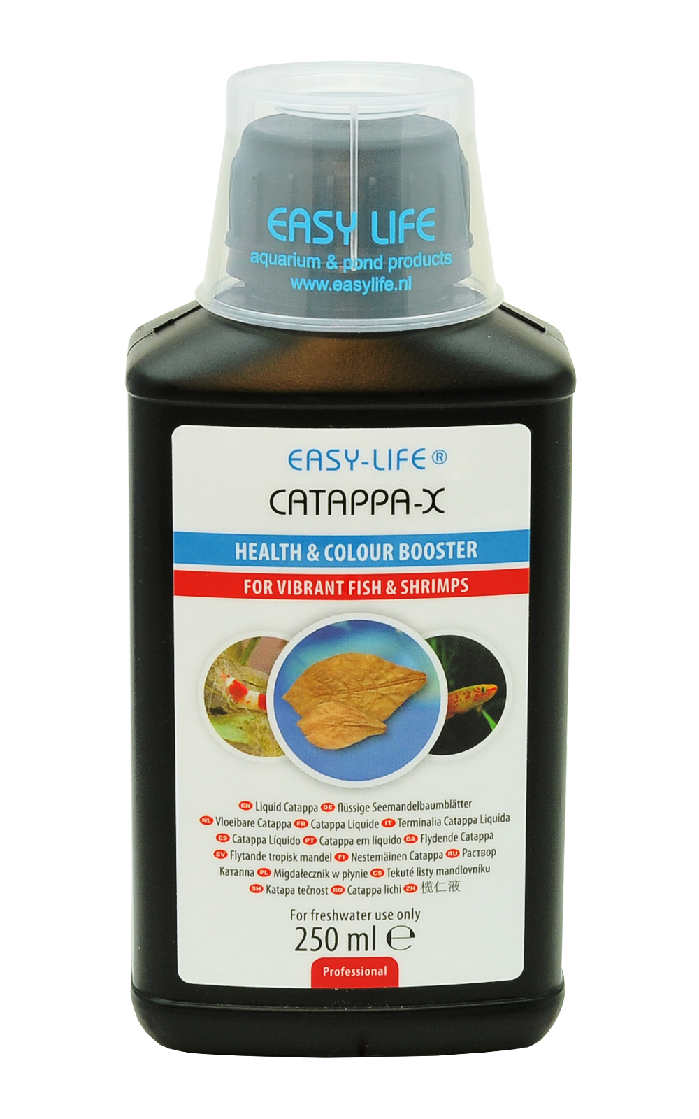 EASY-LIFE Catappa-X 250ml stimule la santé et la vitalité des poissons d\'eau douce. Traite jusqu\'à 2500 litres