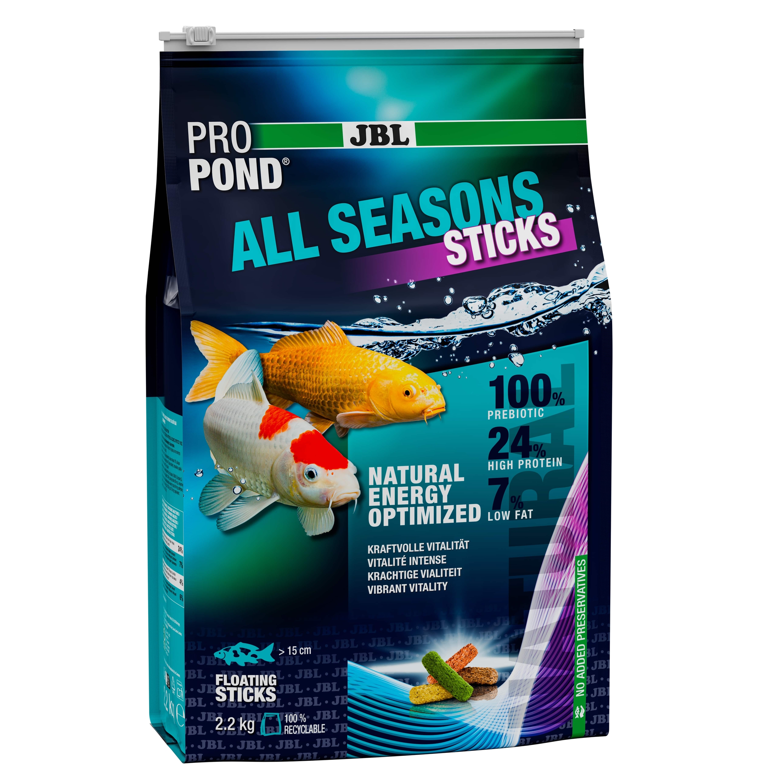 JBL ProPond All Seasons Sticks 2,2 Kg nourriture en sticks flottants pour poissons de bassin de plus de 15 cm