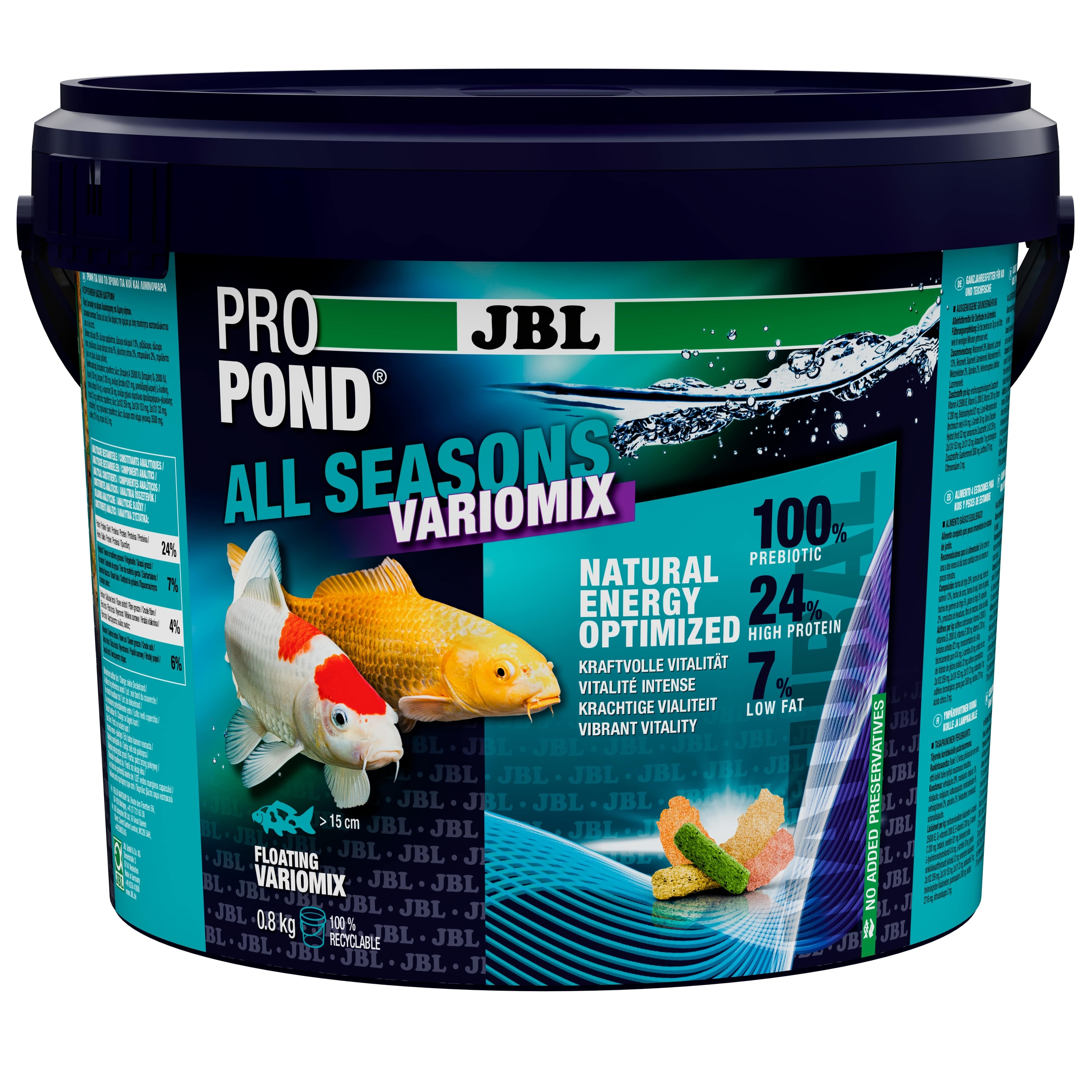 JBL ProPond All Seasons VarioMix 0,72 Kg nourriture en flocons et bâtonnets flottants pour poissons de bassin de plus de 15 cm