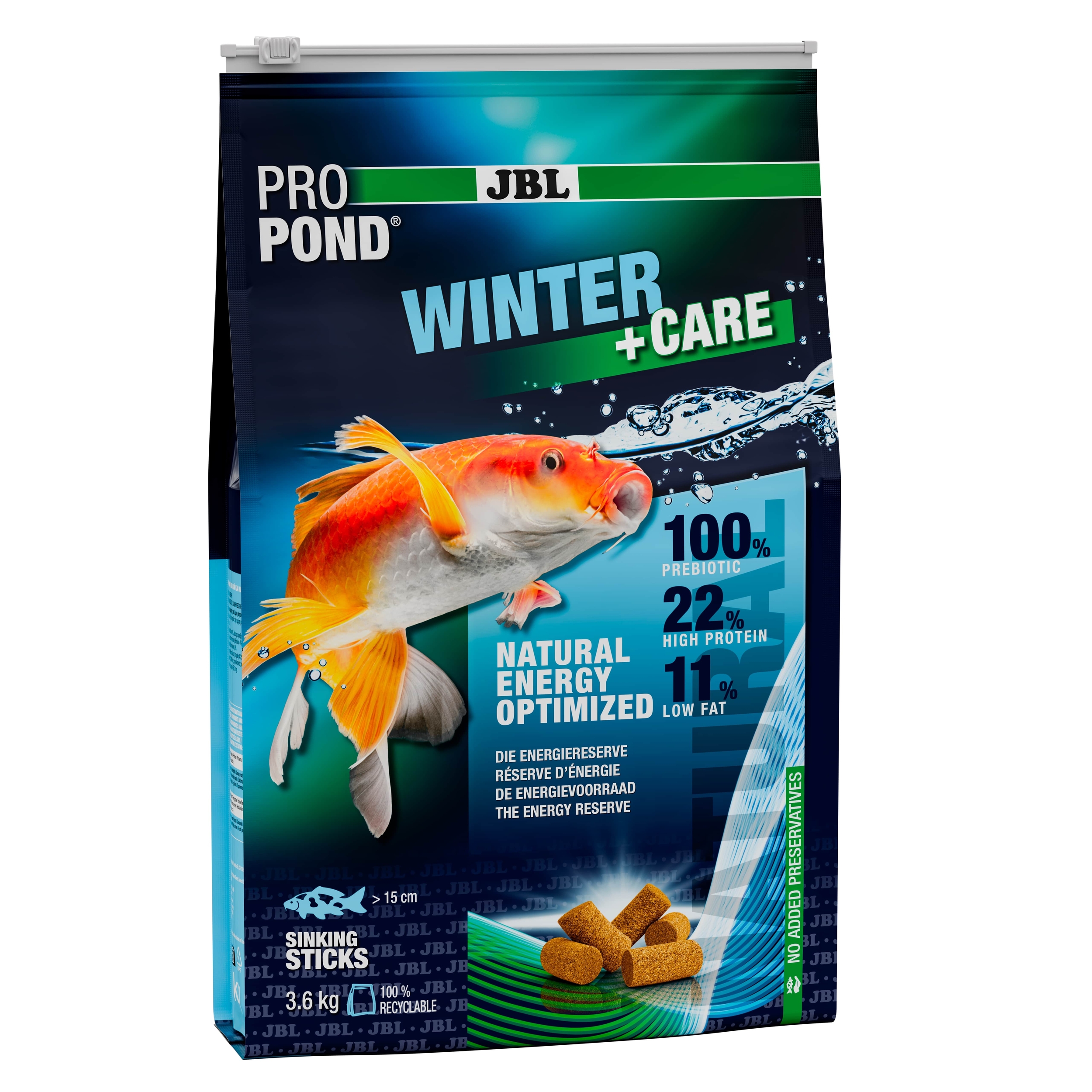 JBL ProPond Winter + Care 3,6 Kg nourriture spéciale Hiver en sticks coulants pour poissons de bassin de plus de 15 cm