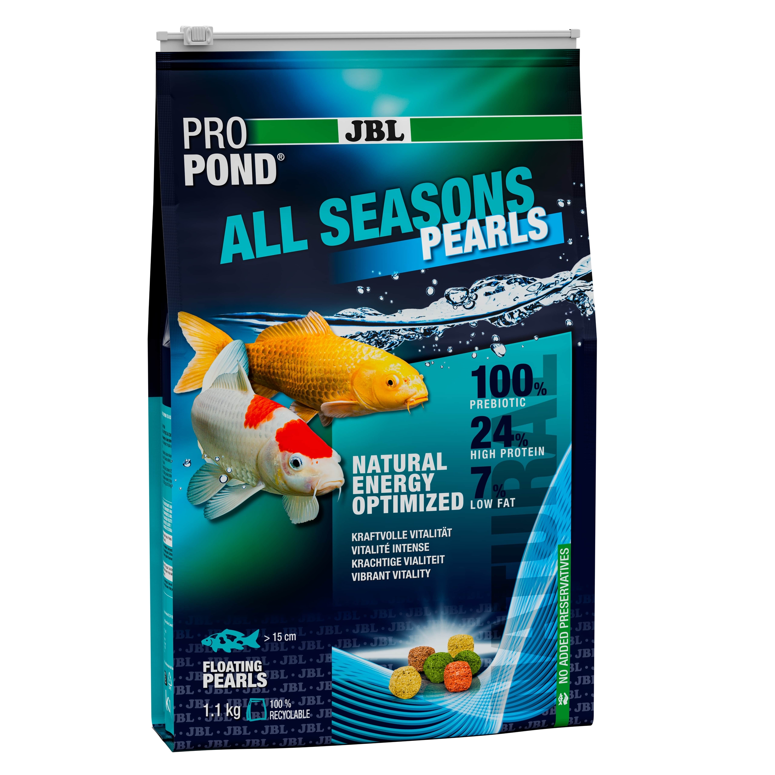 JBL ProPond All Seasons Pearls 1,1 Kg nourriture en granulés flottants pour poissons de bassin de plus de 15 cm