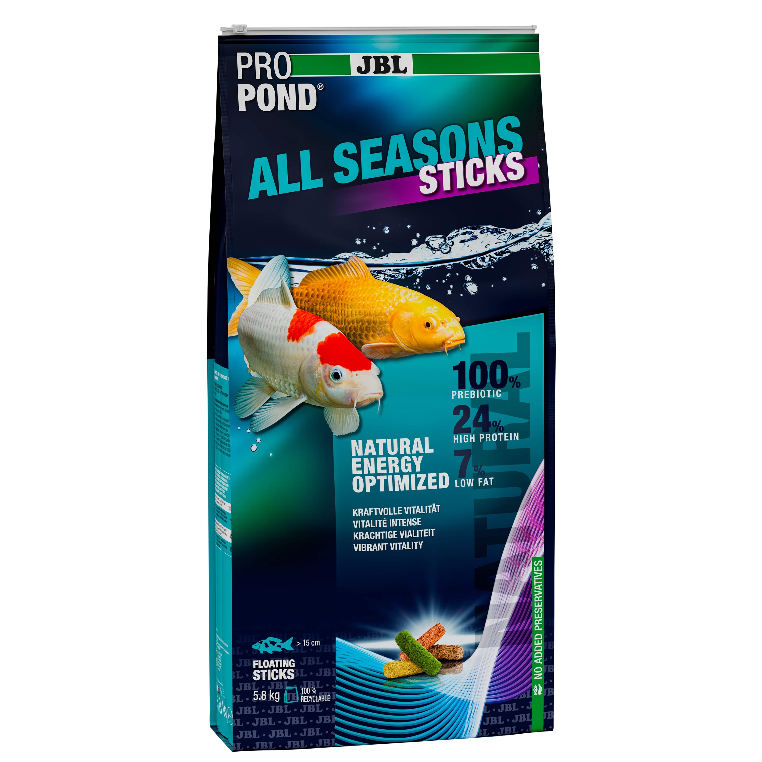 JBL ProPond All Seasons Sticks 5,8 Kg nourriture en sticks flottants pour poissons de bassin de plus de 15 cm