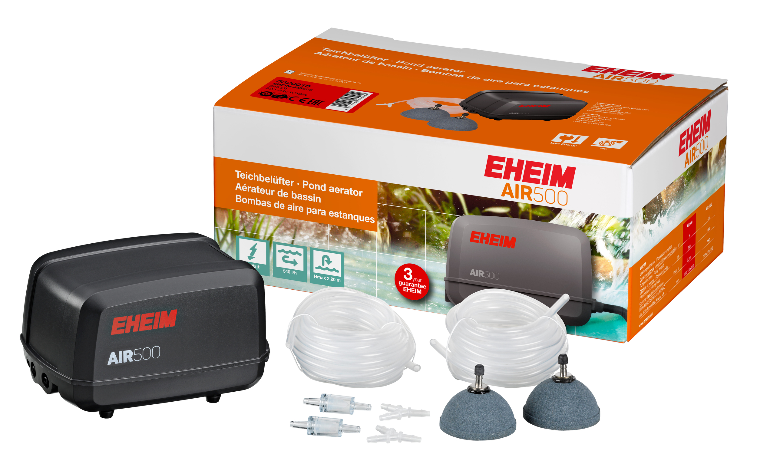 EHEIM Air 500 pompe à air 540 L/h pour l\'aération de l\'eau du bassin