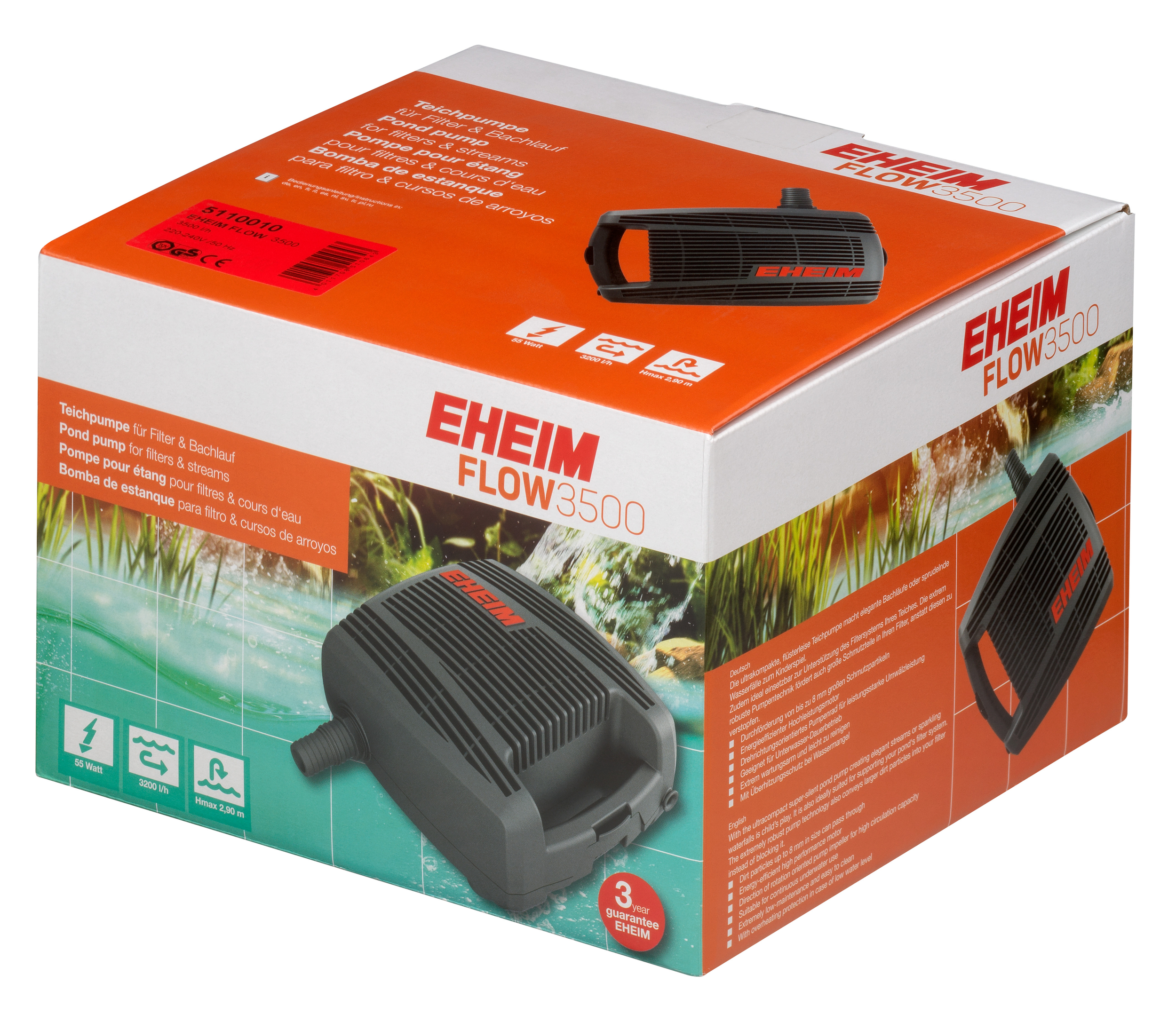 EHEIM Flow 3500 pompe de bassin 3200 L/h pour filtre ou cascade