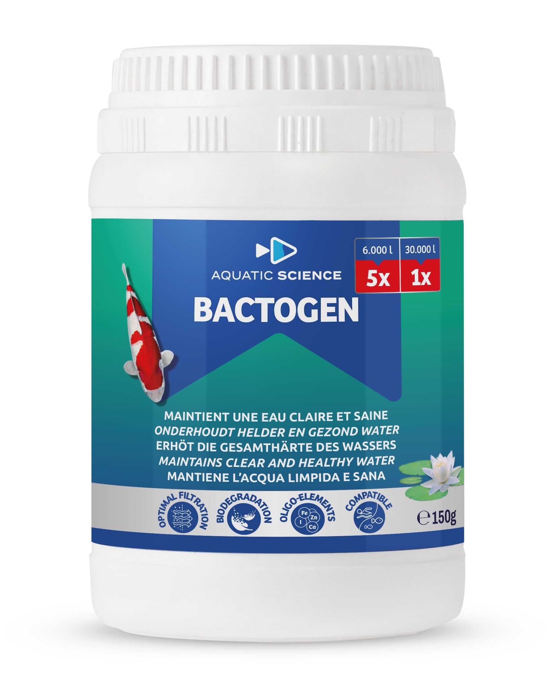 AQUATIC SCIENCE Bactogen 150 gr concentré de bactéries, minéraux et oligoéléments pour une eau de bassin claire et saine