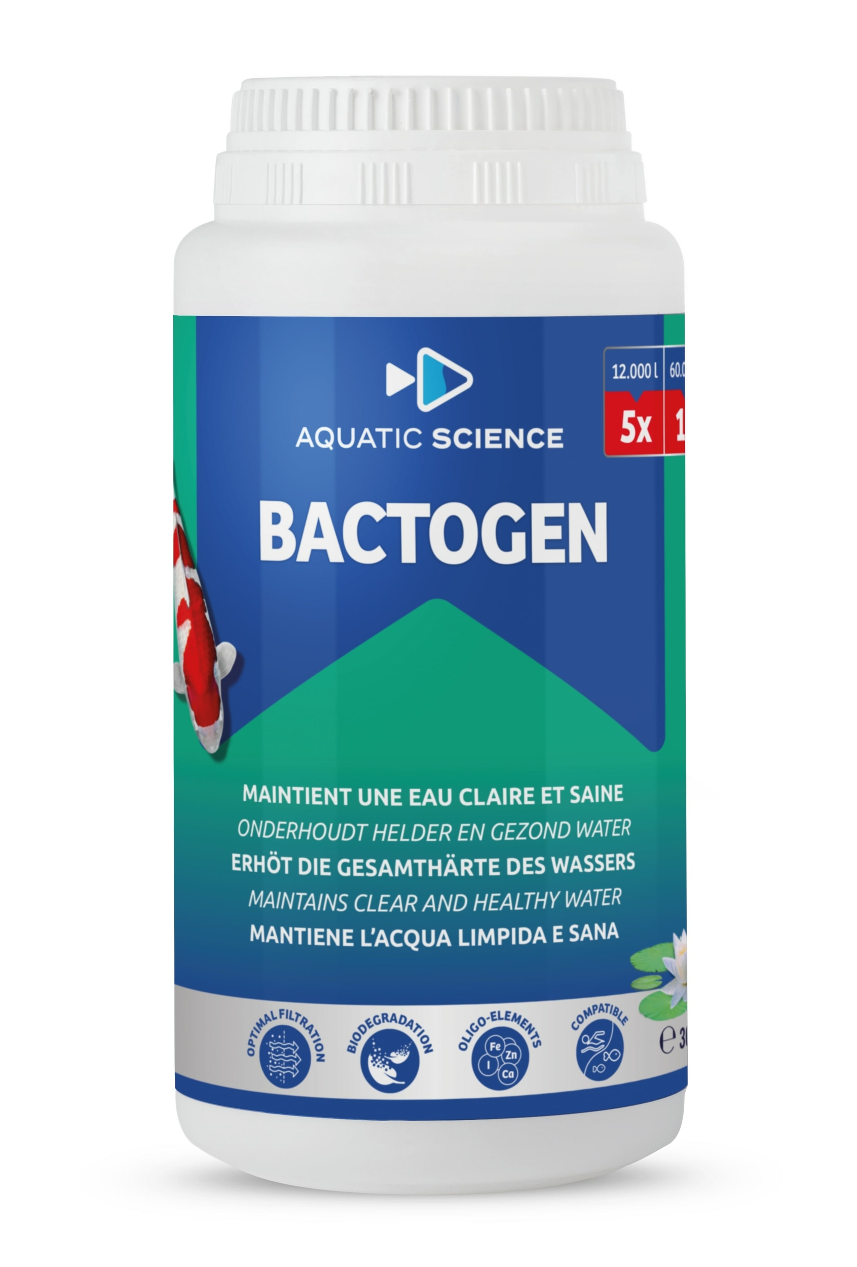 AQUATIC SCIENCE Bactogen 300 gr concentré de bactéries, minéraux et oligoéléments pour une eau de bassin claire et saine
