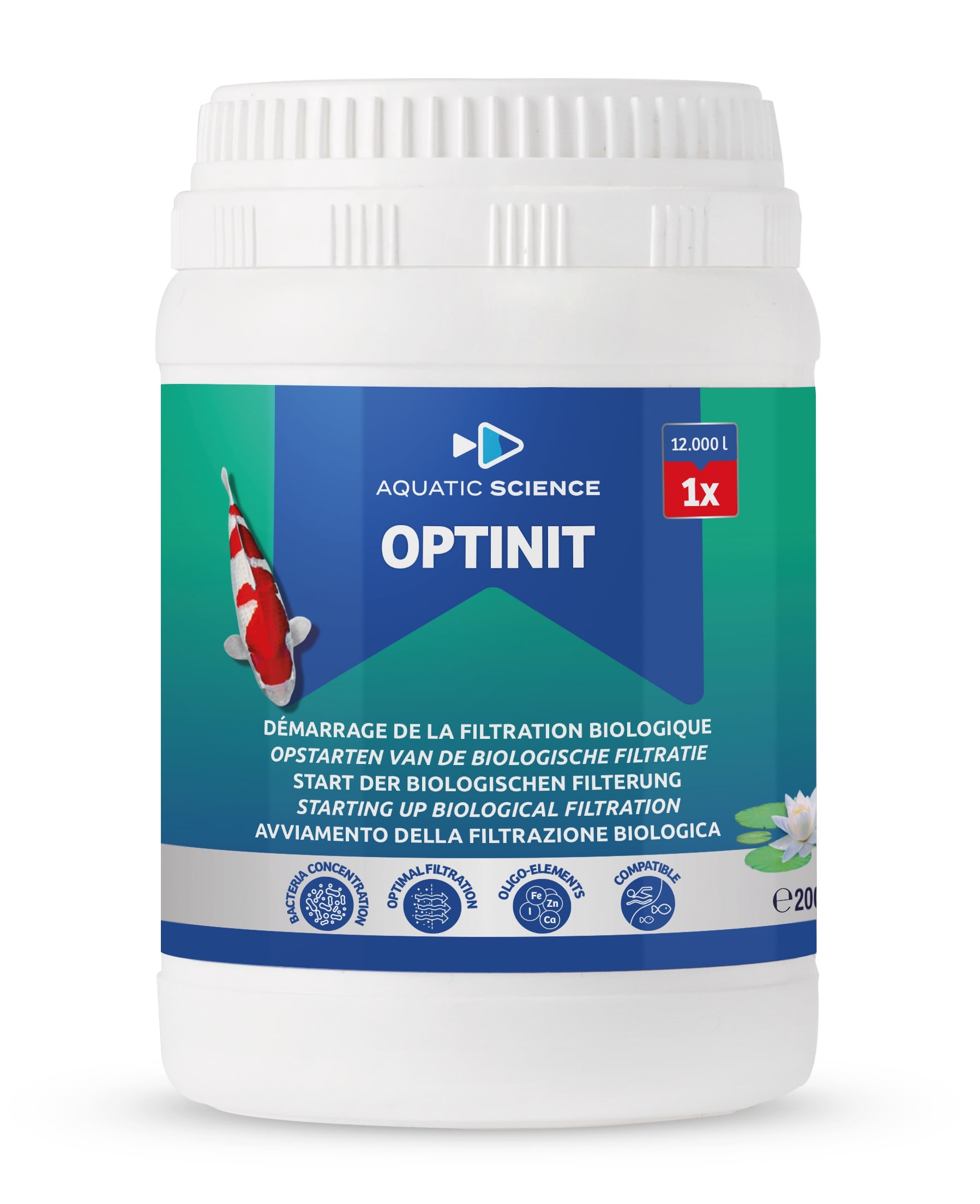 AQUATIC SCIENCE Optinit 200 gr bactéries de démarrage de la filtration biologique pour bassin jusqu\'à 12000 L