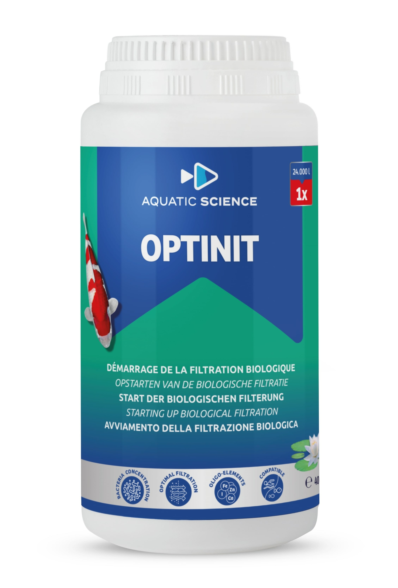 AQUATIC SCIENCE Optinit 400 gr bactéries de démarrage de la filtration biologique pour bassin jusqu\'à 24000 L