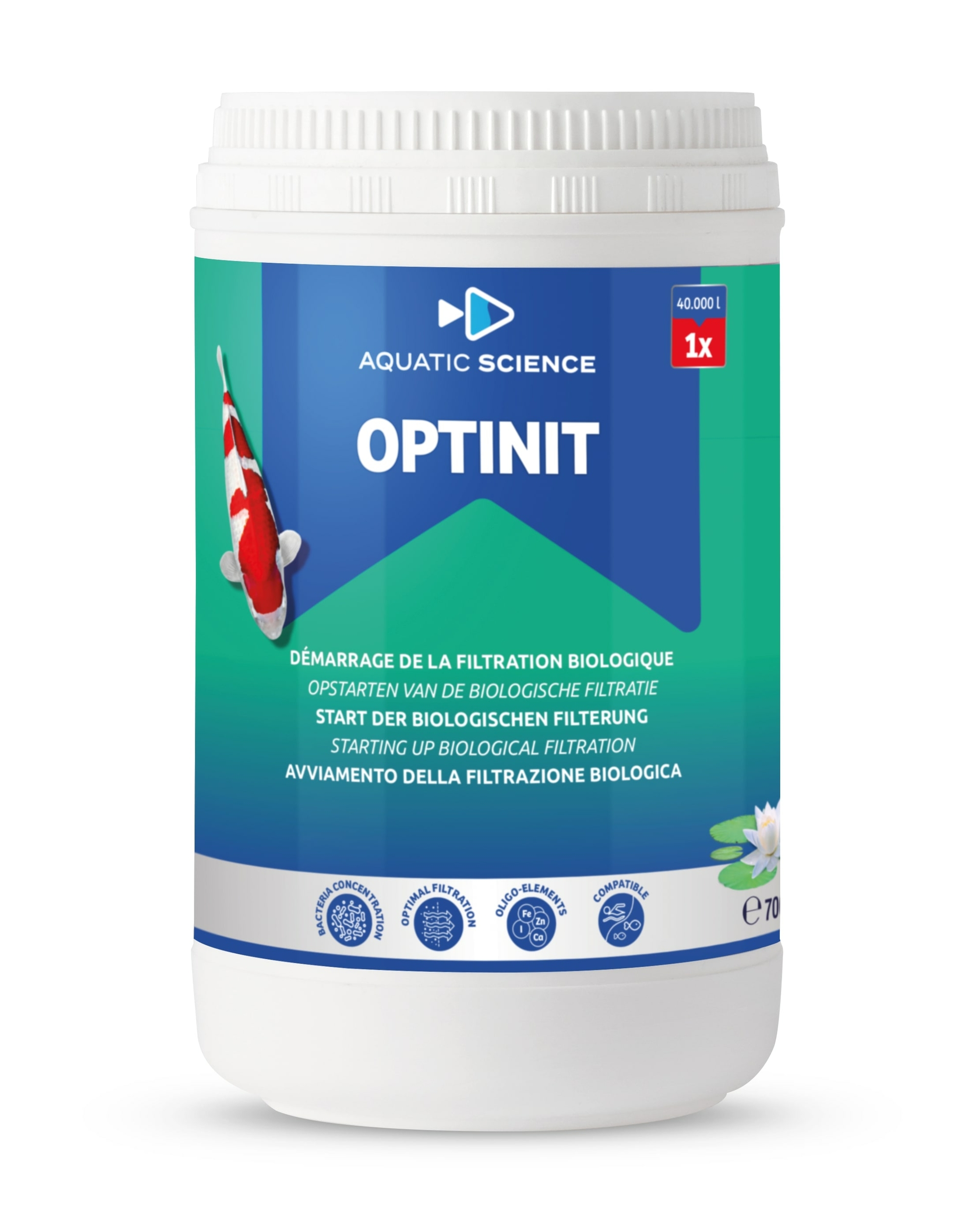 AQUATIC SCIENCE Optinit 700 gr bactéries de démarrage de la filtration biologique pour bassin jusqu\'à 40000 L