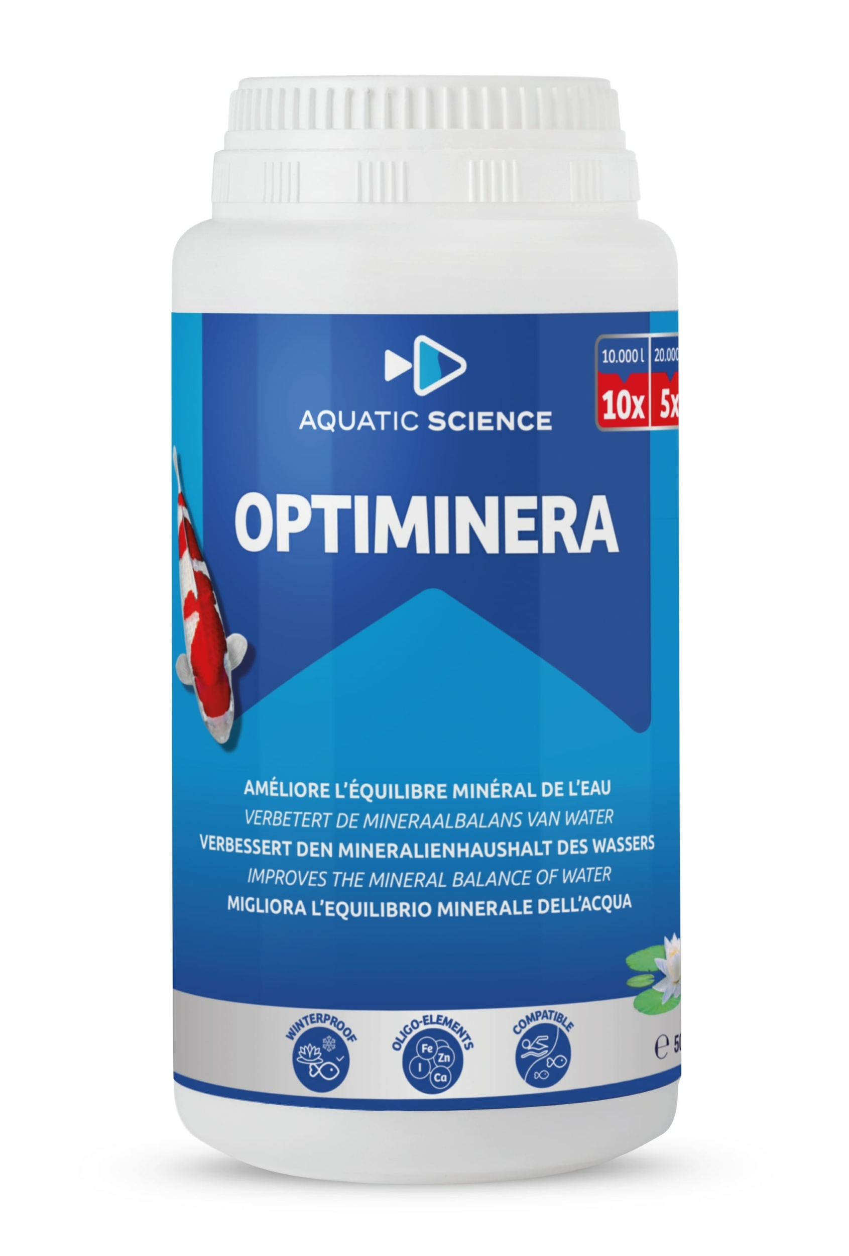 AQUATIC SCIENCE Optiminera 500 gr augmente et stabilise le pH, le GH et le KH en bassin