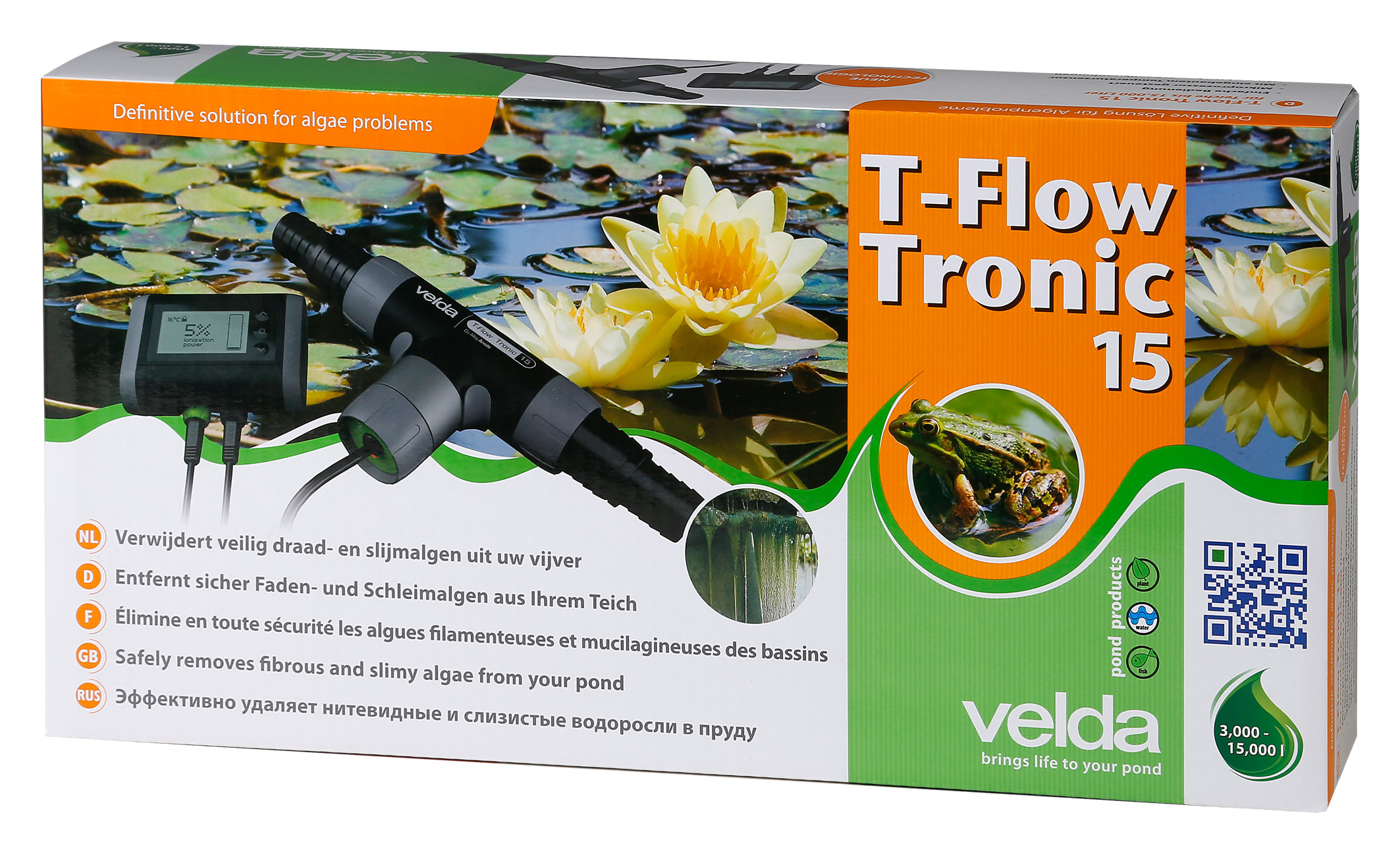 VELDA T- Flow Tronic 15 appareil anti-algues par impulsions électriques pour bassin de 3000 à 15000 L