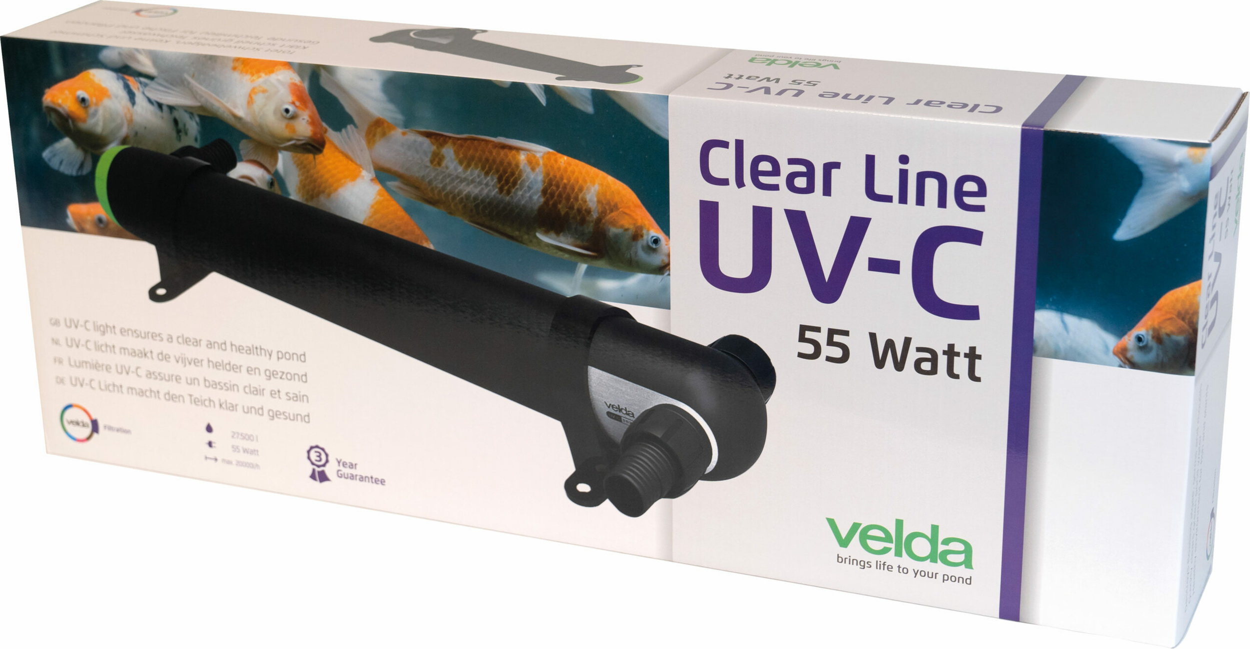 VELDA Clear Line UV-C 55W stérilisateur anti-algues pour bassin jusqu\'à 27500 L