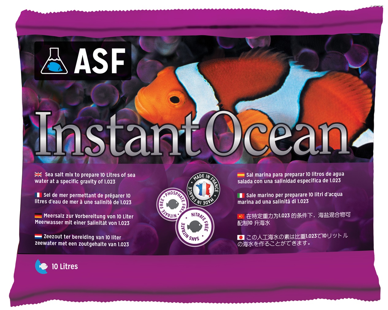 AQUARIUM SYSTEMS Instant Océan 360 gr sel non enrichi idéal pour aquariums Fish Only ou coraux mous