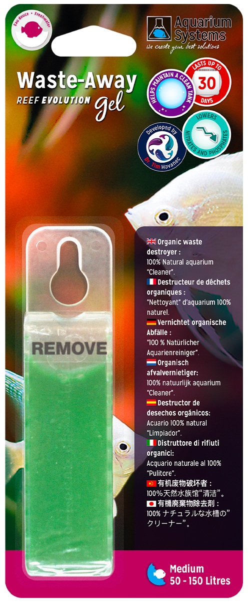 AQUARIUM SYSTEMS Waste-Away Gel Eau Douce Medium destructeur de déchets organiques pour aquarium de 50 à 150 L