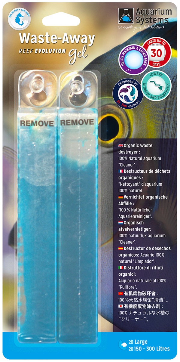 AQUARIUM SYSTEMS Waste-Away Gel Marin Large lot de 2 destructeurs de déchets organiques pour aquarium de 150 à 300 L