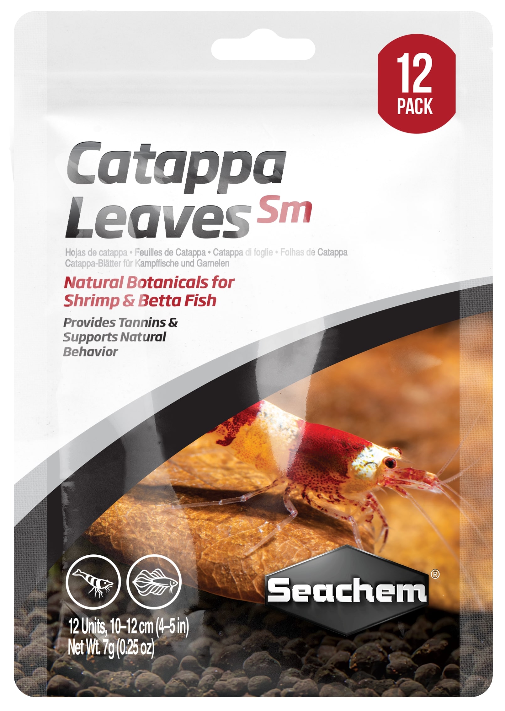 SEACHEM Catappa Leaves Small 10 - 12 cm lot de 12 feuilles de Catappa idéal pour aquarium à crevettes et Betta