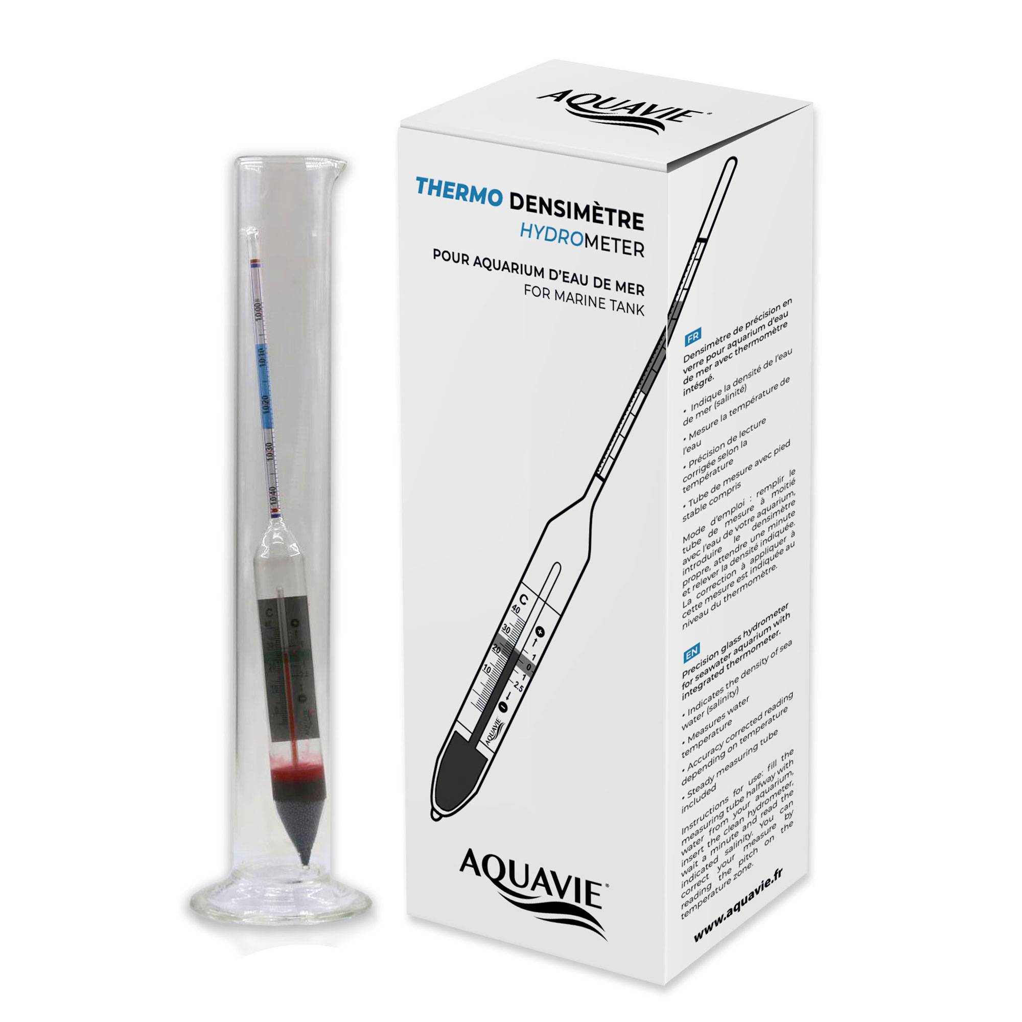 AQUAVIE Thermo Densimètre avec éprouvette pour la mesure de salinité et température en eau de mer