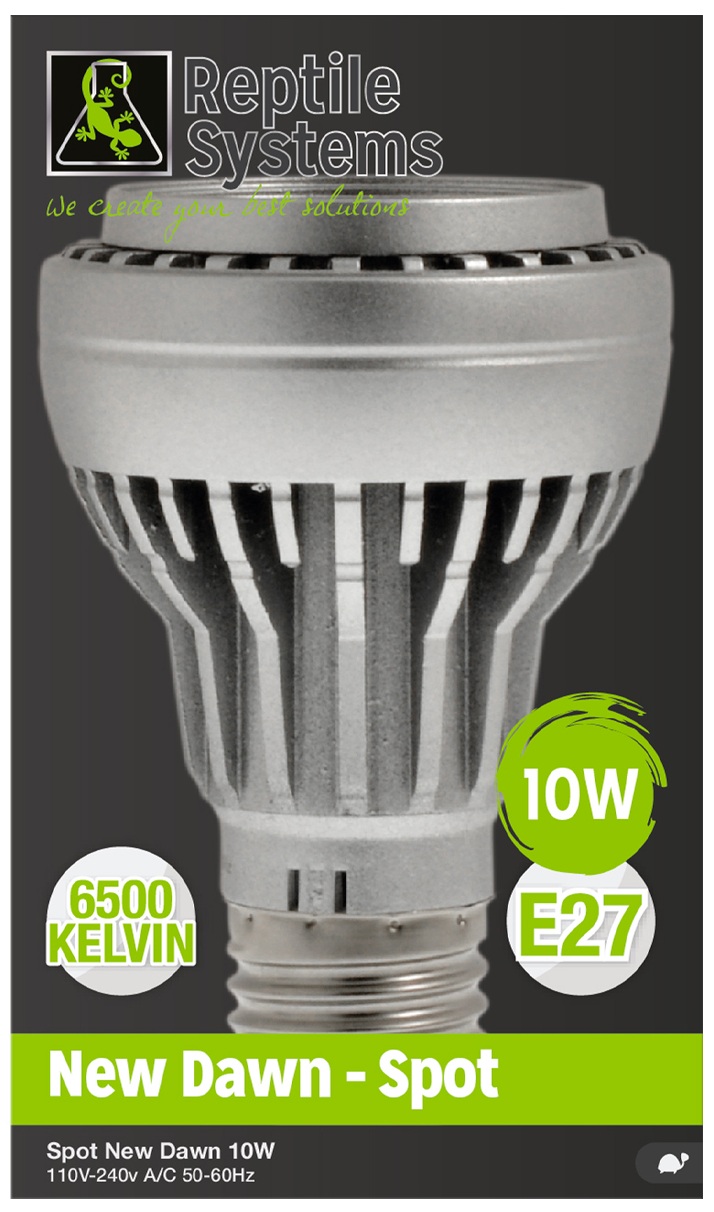 REPTILE SYSTEMS Spot New Dawn LED 10W spot 6500K avec culot E27 pour éclairage lumière du jour en terrarium