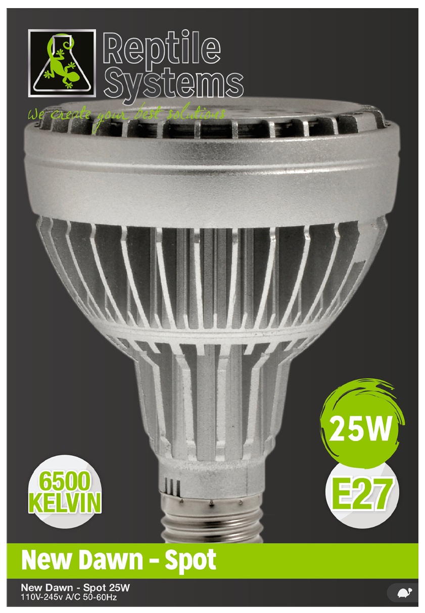 REPTILE SYSTEMS Spot New Dawn LED 25W spot 6500K avec culot E27 pour éclairage lumière du jour en terrarium