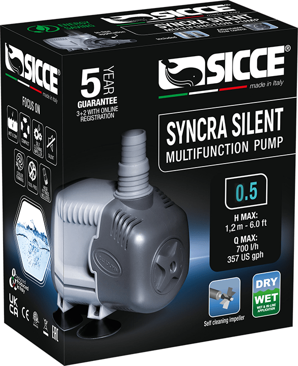 SICCE Syncra Silent 0.5 pompe universelle avec débit réglable jusqu\'à 700 L/h