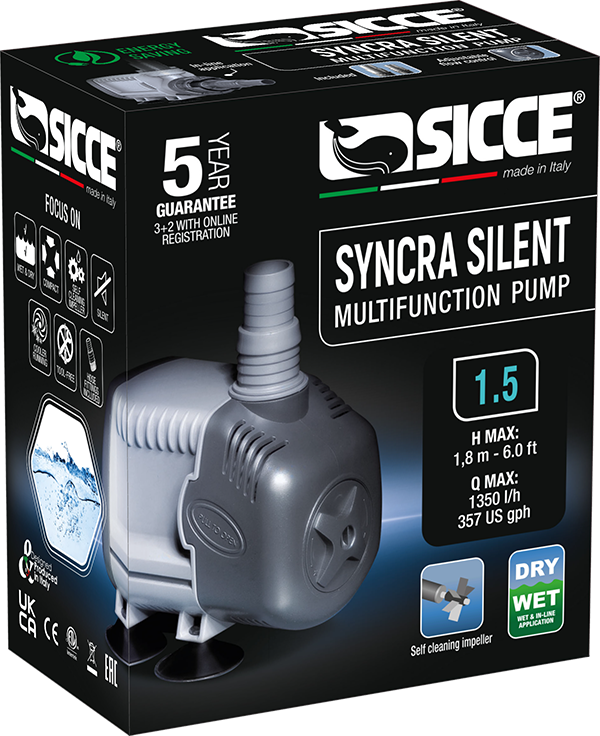 SICCE Syncra Silent 1.5 pompe universelle avec débit réglable jusqu\'à 1350 L/h